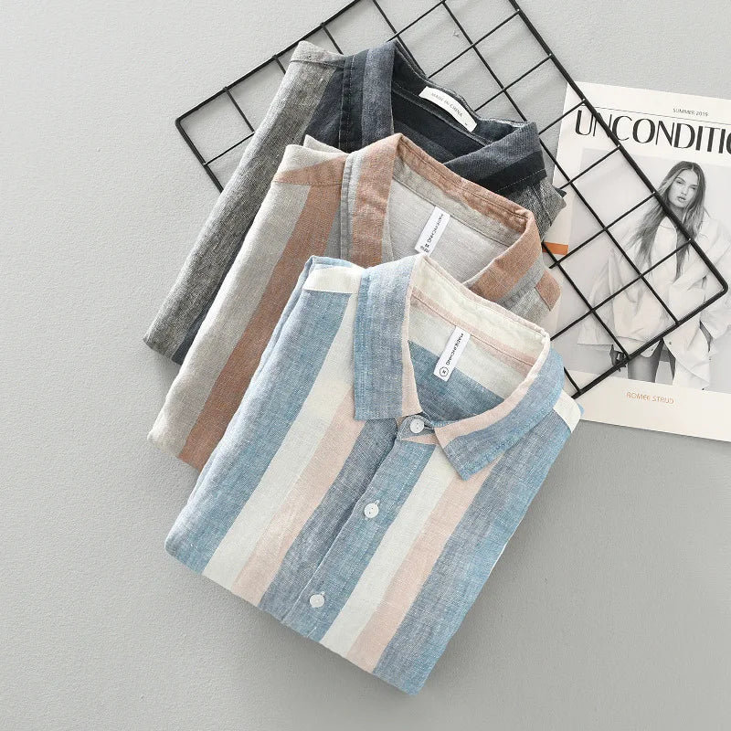 Striped Linen Cotton Shirt for Comfort