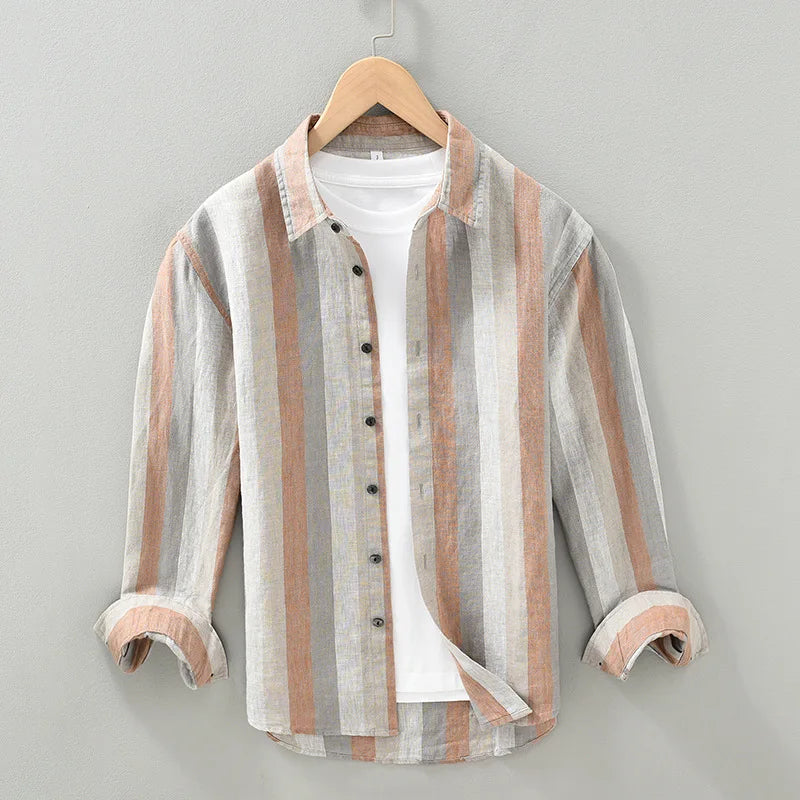 Striped Linen Cotton Shirt for Comfort