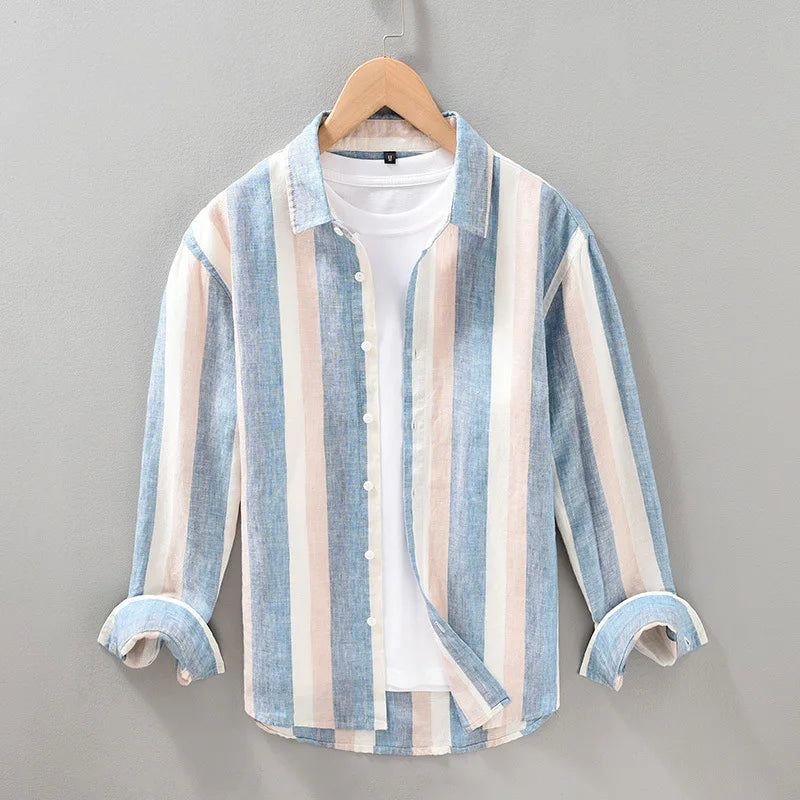 Striped Linen Cotton Shirt for Comfort