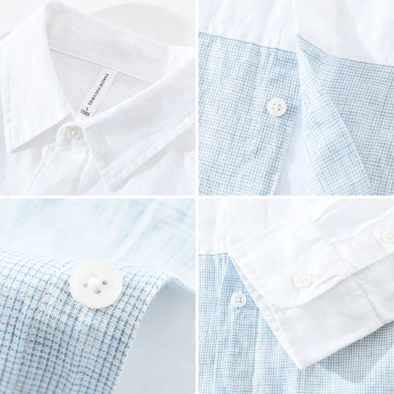 Patchwork Linen Shirt for Casual & Formal Occasions