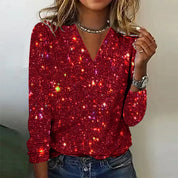 Elaine | Dazzling Sequin V-Neck Top