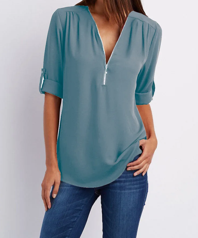 Sophia | Elegant V-Neck Blouse