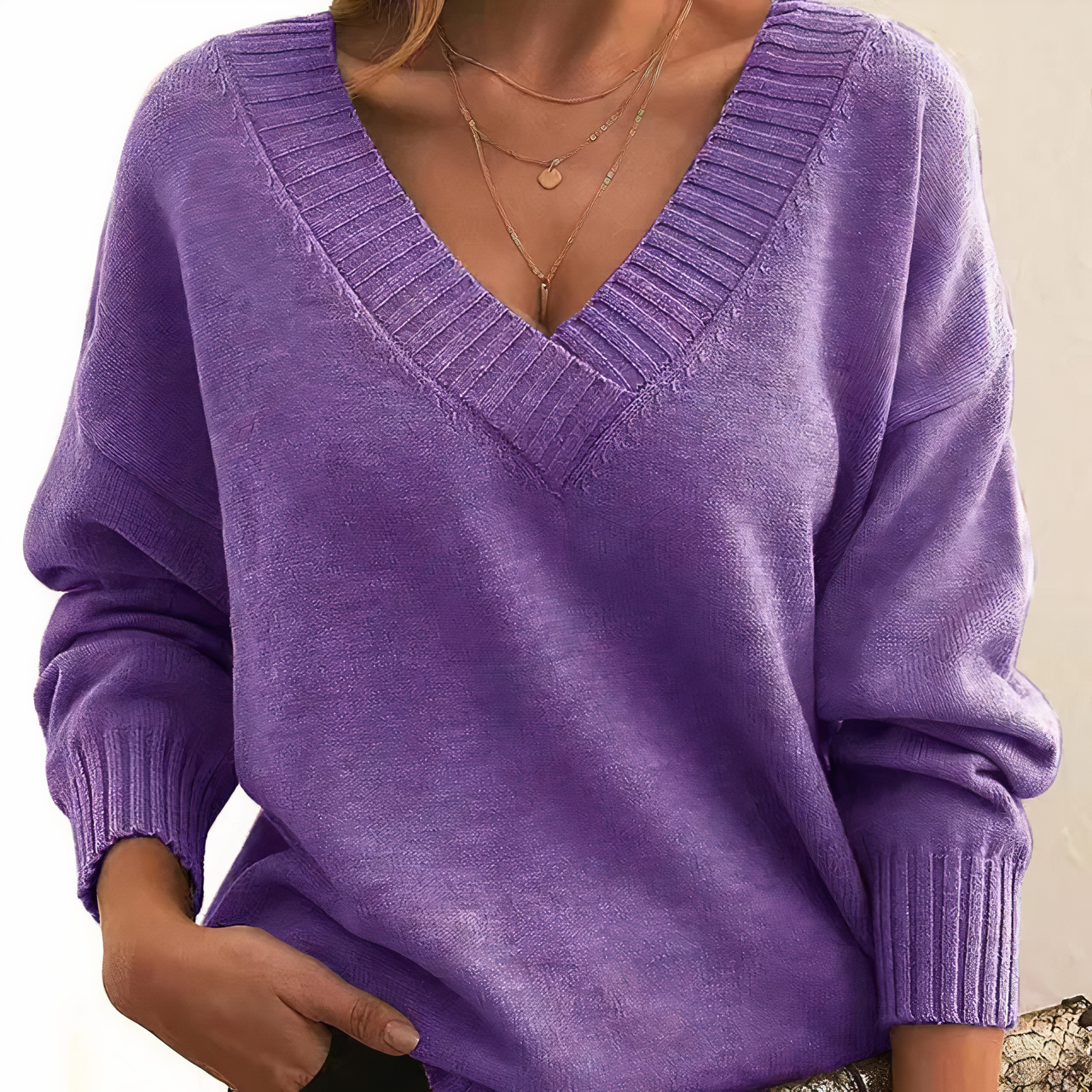 Lila | Comfortable Deep V-Neck Sweater for Women