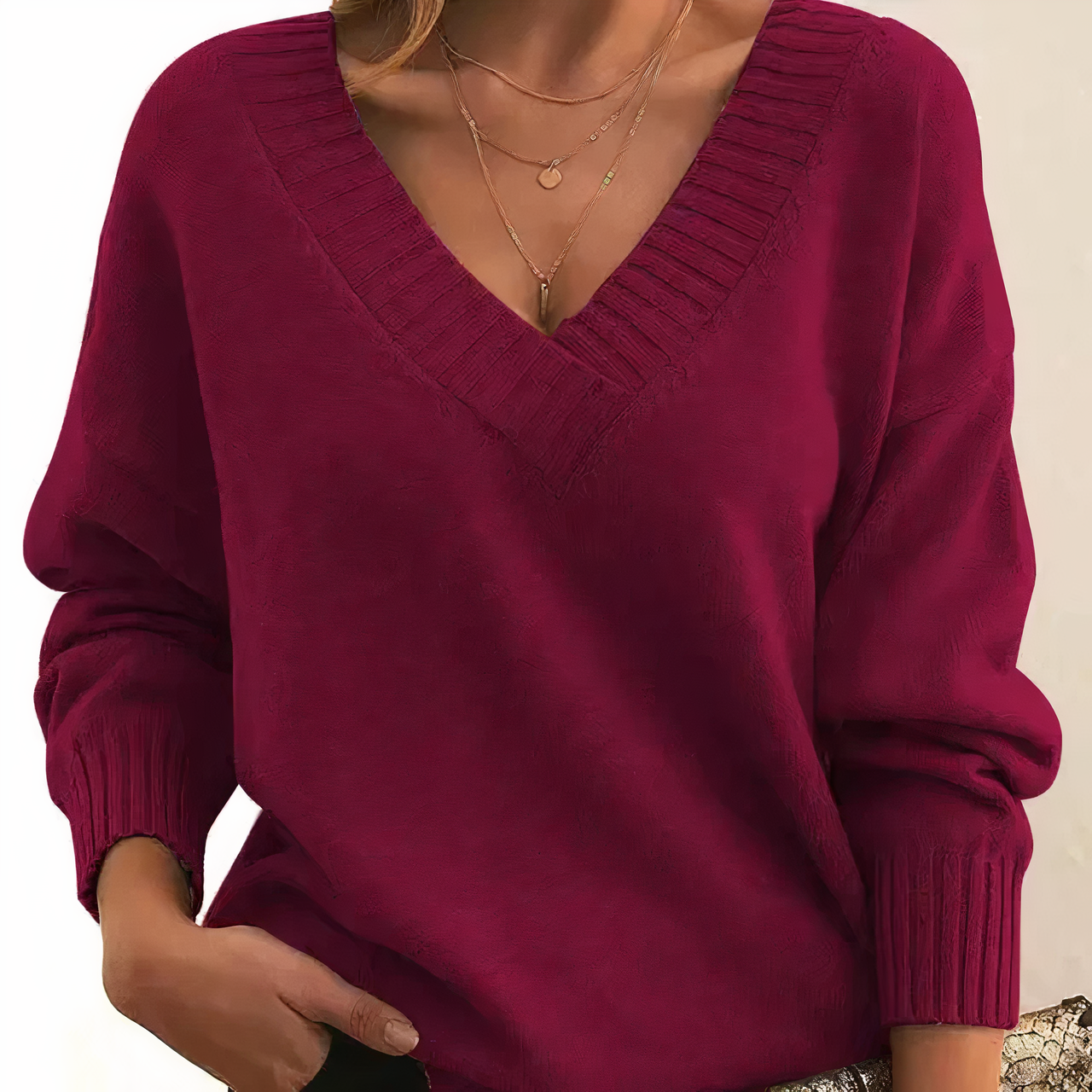 Lila | Comfortable Deep V-Neck Sweater for Women