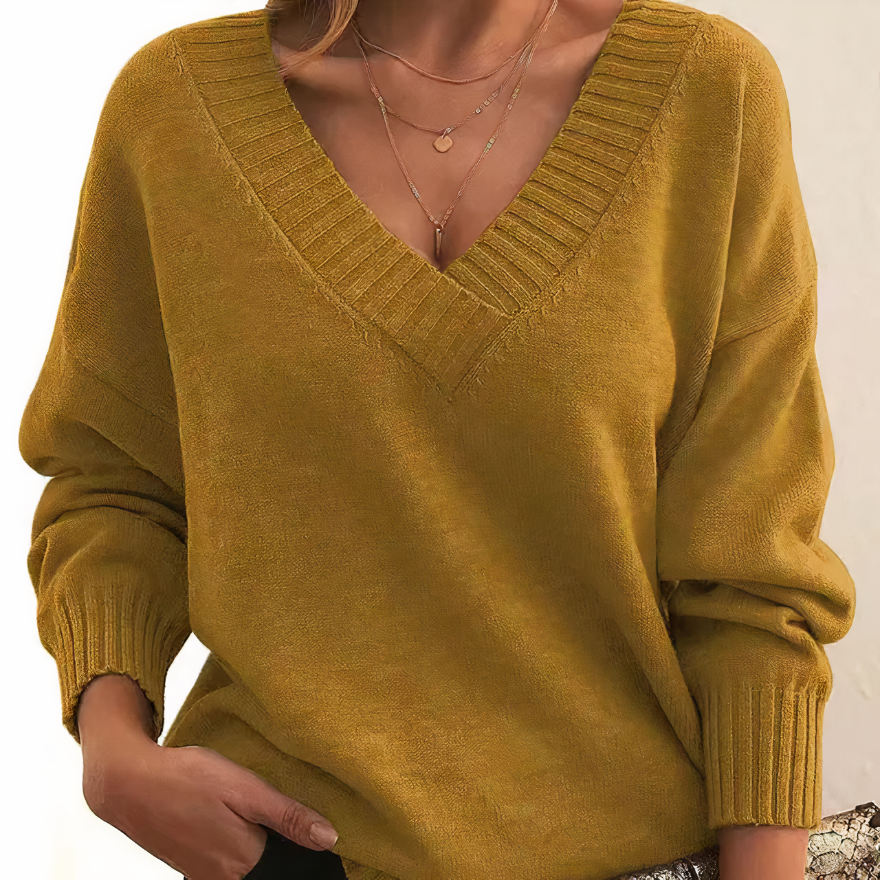 Lila | Comfortable Deep V-Neck Sweater for Women