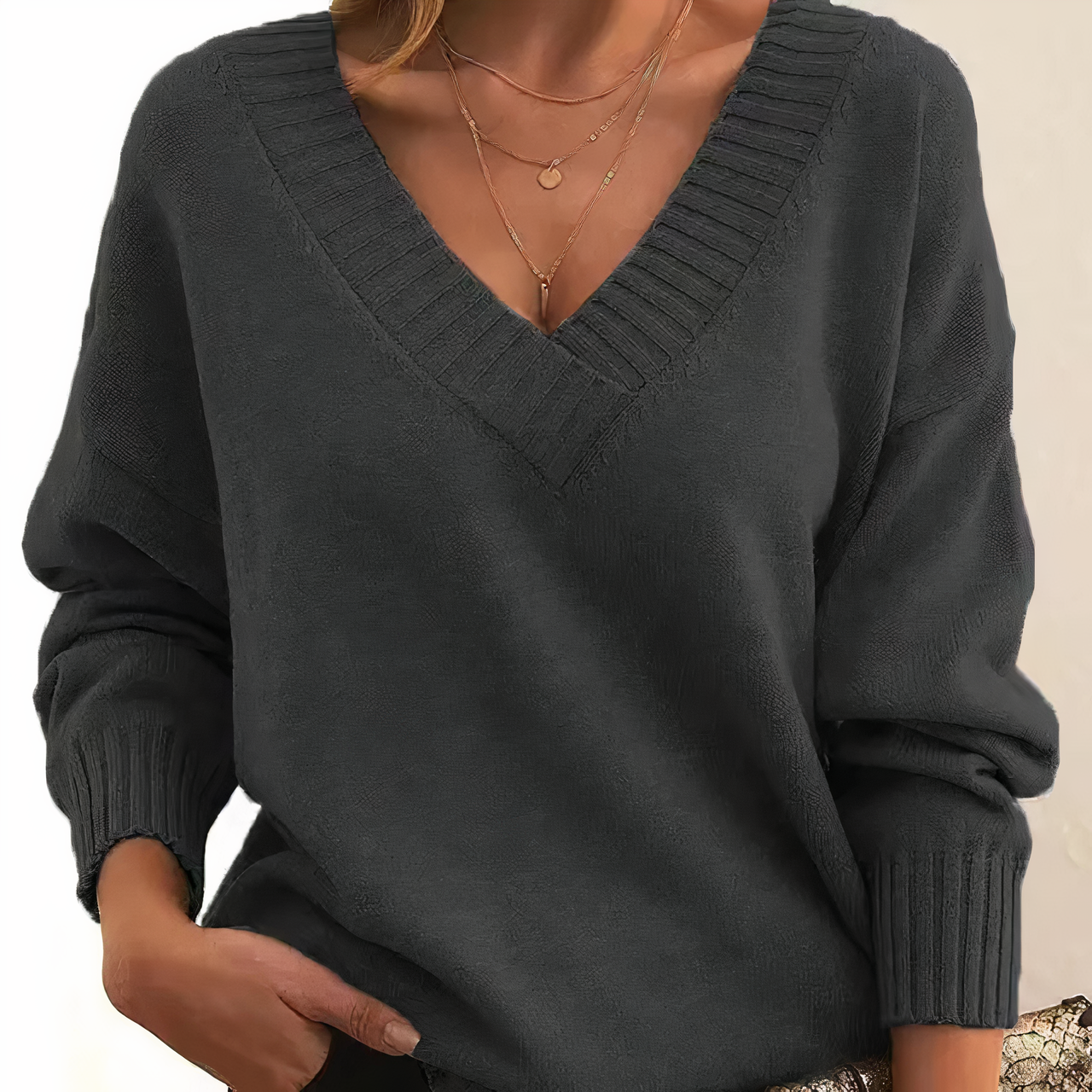Lila | Comfortable Deep V-Neck Sweater for Women