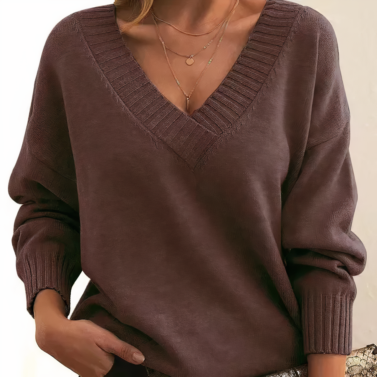 Lila | Comfortable Deep V-Neck Sweater for Women
