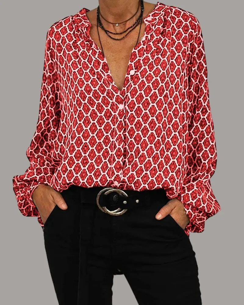 ELLA | Elegant V-Neck Blouse for Spring Style - Lizabella Fashion