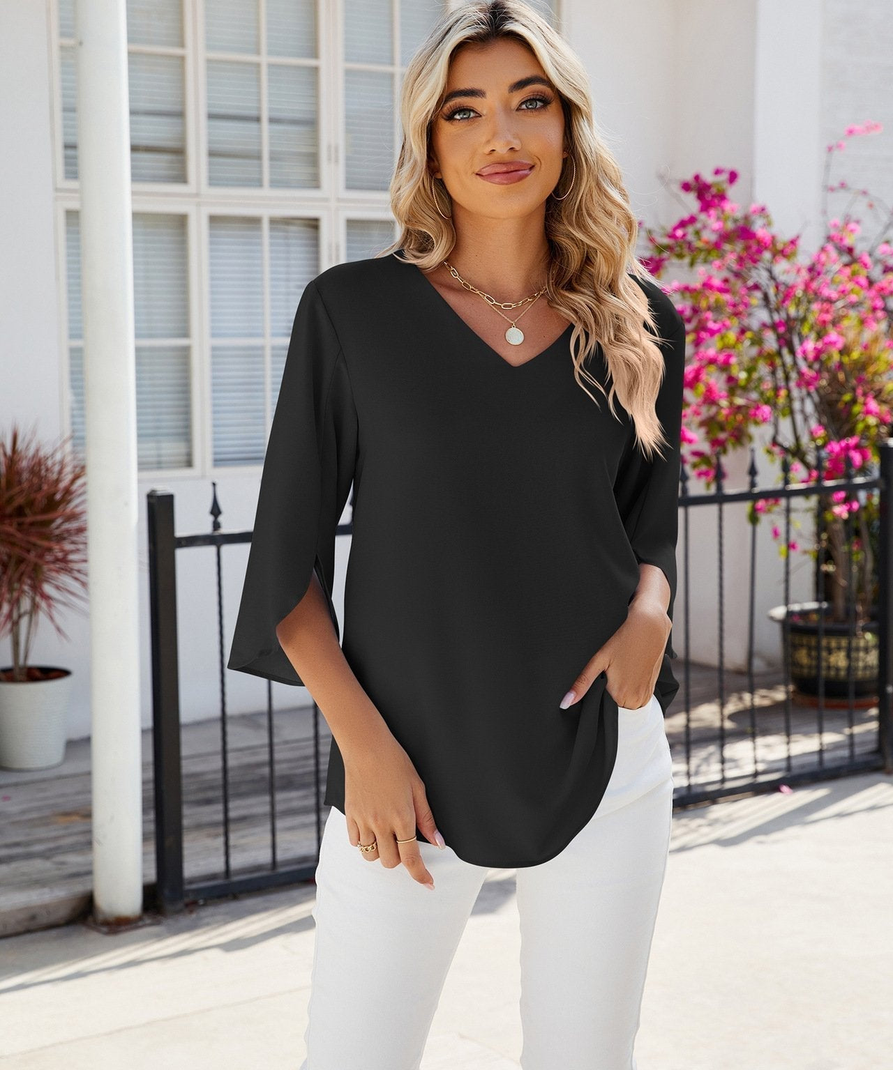 Annabelle | Timeless Elegant and Versatile V-Neck Blouse